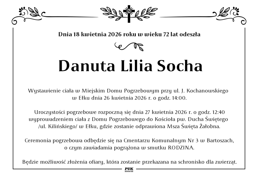 Danuta Lilia Socha - nekrolog